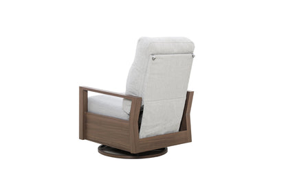 Shoreline Aluminum Outdoor 2PC Swivel Glider Recliner in Steeple Gray and Side Table | Outdoor Bistro Set