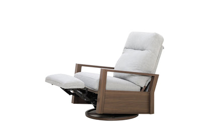 Shoreline Aluminum Outdoor 2PC Swivel Glider Recliner in Steeple Gray and Side Table | Outdoor Bistro Set
