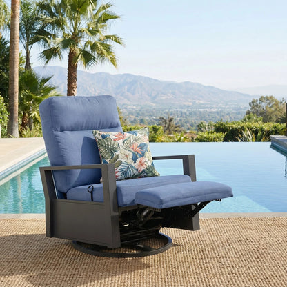 Shoreline Outdoor Aluminum Swivel Glider Recliner | Patio Lounge Chair
