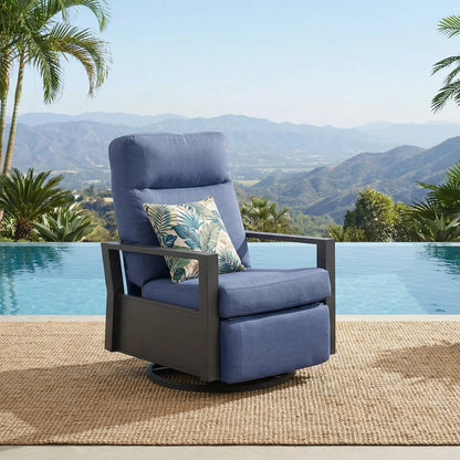Shoreline Outdoor Aluminum Swivel Glider Recliner | Patio Lounge Chair