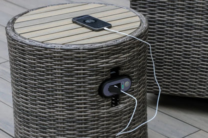 Newport Wosaic Wicker Side Table with Speaker & Charger