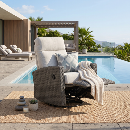 Malibu II Wicker Outdoor Swivel Glider Recliner  | Patio Lounge Chair