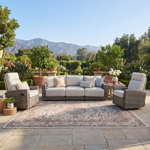 Malibu II 5-piece Patio Wicker Modular Sofa Set with Swivel Glider Recliners | Outdoor Set