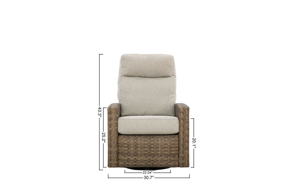 Newport 4-piece Patio Wicker Modular Sofa Set with Swivel Glider Recliners — Outdoor Nook USA - size