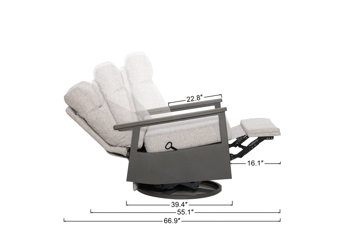 Huntington 5-seat Patio Aluminum Reclining Sofa Conversation Set in Sunbrella® Canvas Canvas — Outdo - size