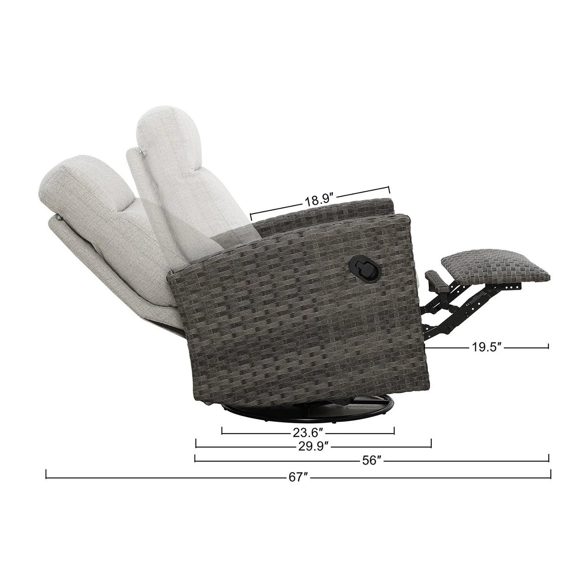 Malibu II Outdoor Wicker Reclining Console Loveseat Conversation Set with Recliners in Sunbrella — O - size