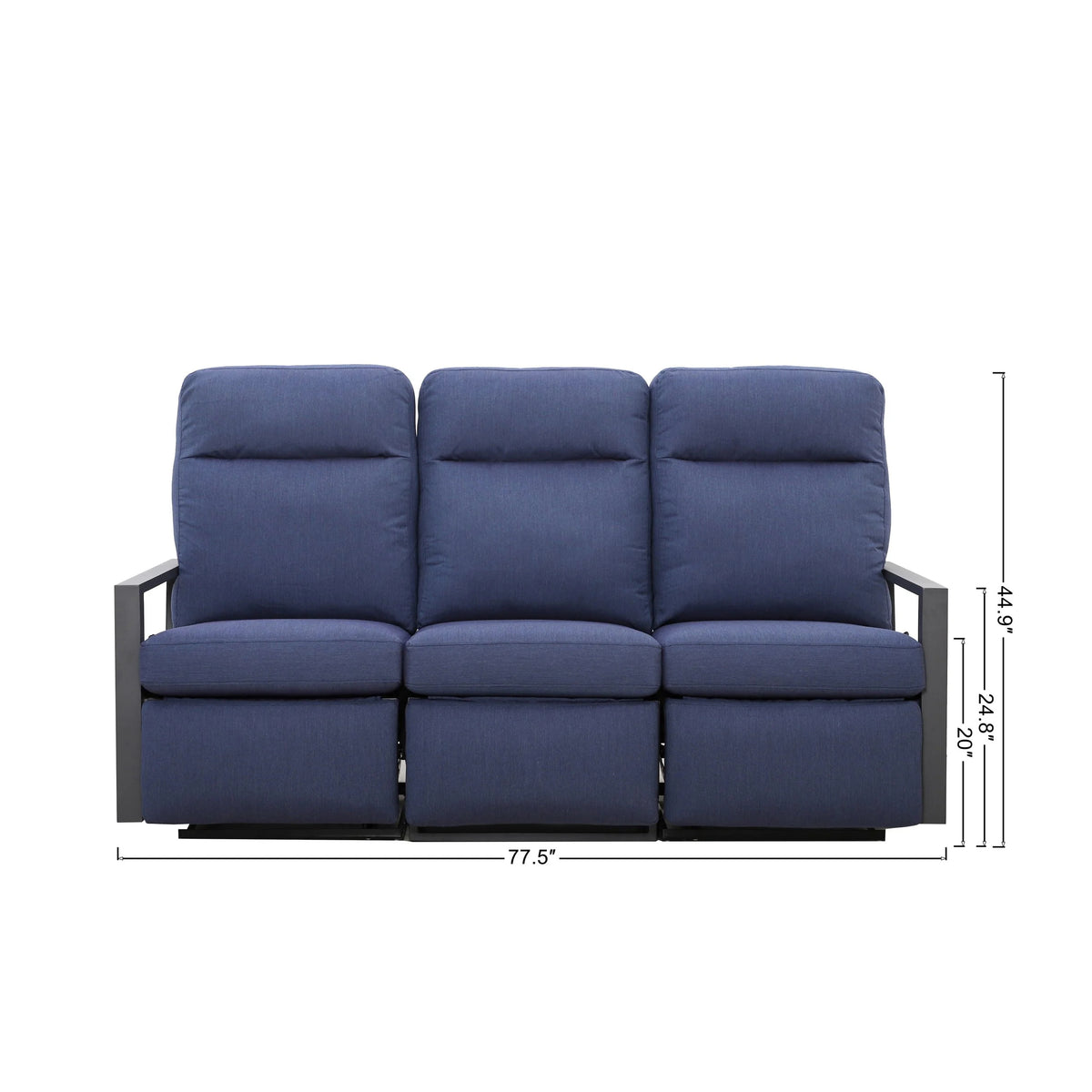 Shoreline Outdoor Aluminum Reclining Sofa _ Outdoor Sofa — Outdoor Nook USA - size