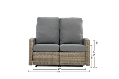 Keywest Outdoor Wicker Reclining Loveseat Conversation Set with a pair of recliners Sunbrella Navy — - size