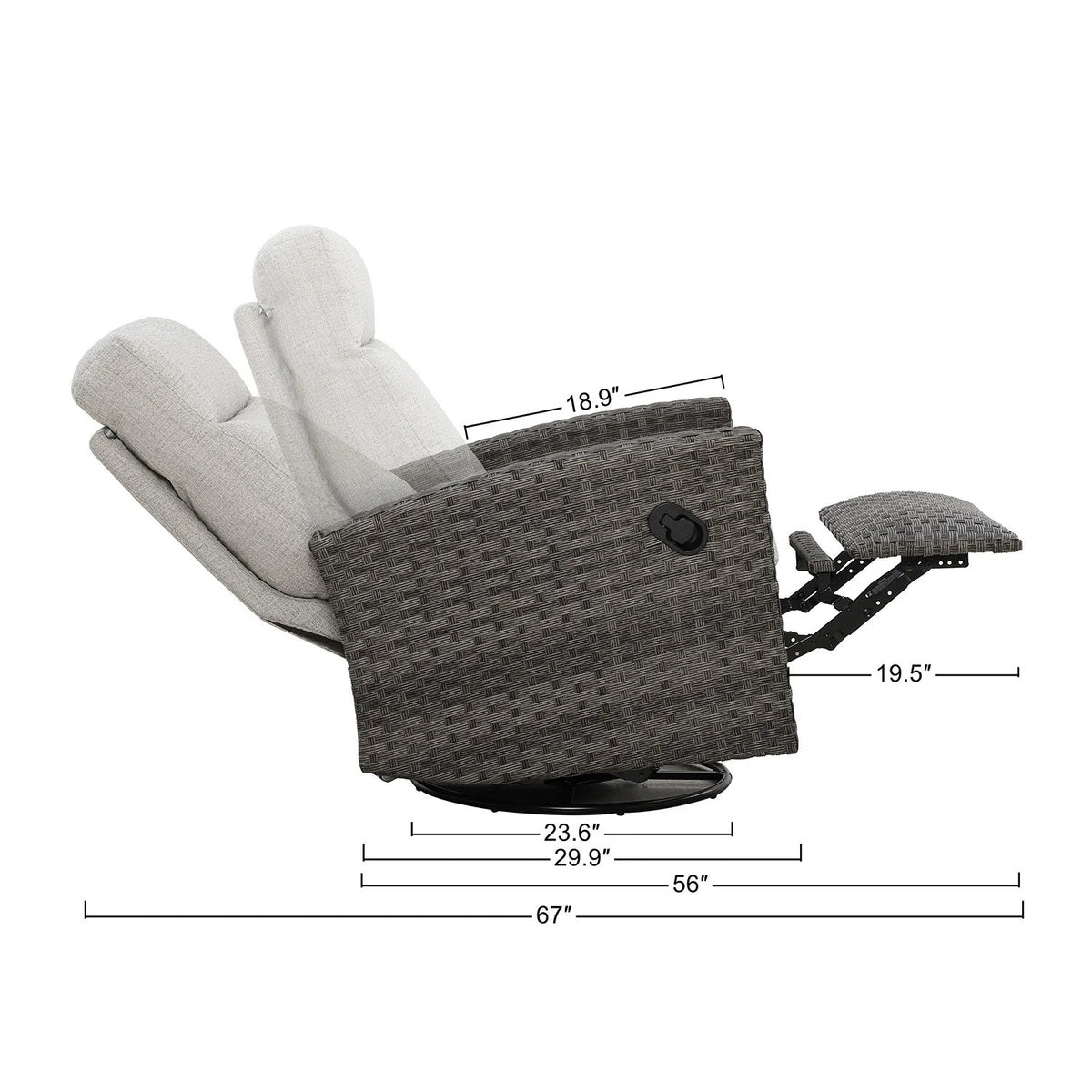Malibu Outdoor Wicker Reclining Console Loveseat Conversation Set with a pair of Recliners — Outdoor - size