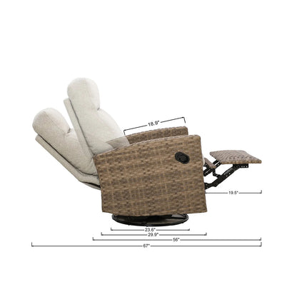 Newport Wicker Outdoor 2PC Swivel Glider Recliner in Sunbrella® Spectrum Mushroom and Side Table — O - size