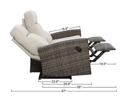Malibu II Three-Seat Outdoor Wicker Reclining Sofa — Outdoor Nook USA - size