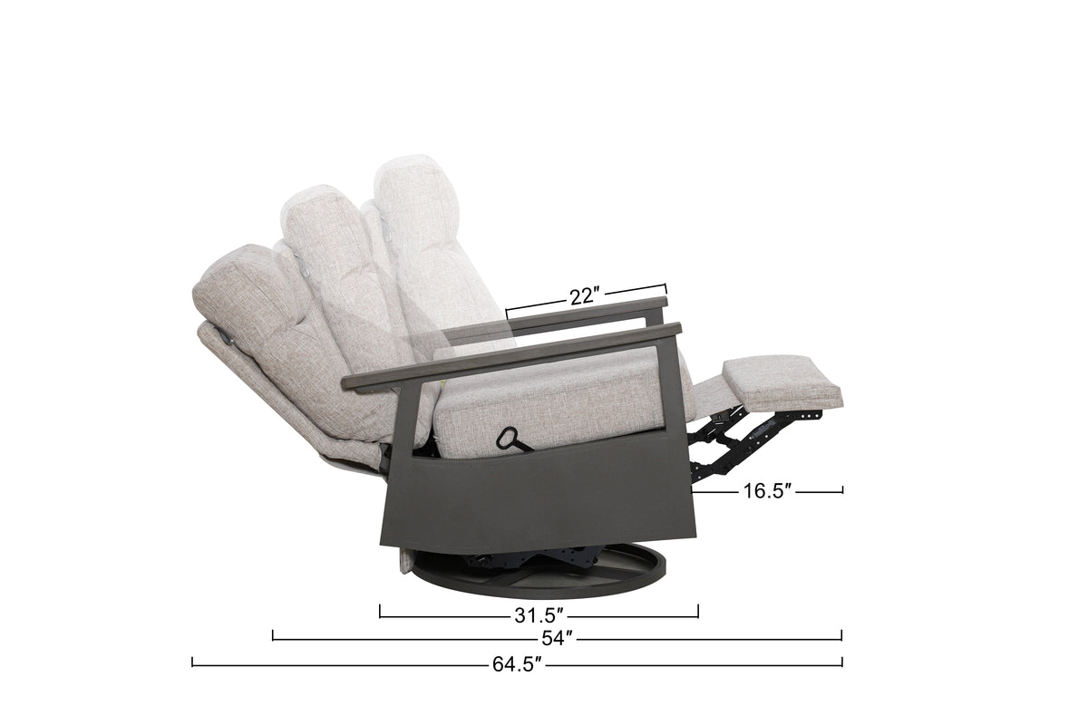 Huntington Outdoor Aluminum Swivel Glider Recliner - Sunbrella Canvas Canvas - Size