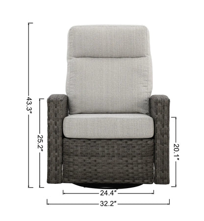 Malibu Outdoor Wicker Reclining Console Loveseat Conversation Set with a pair of Recliners — Outdoor - size