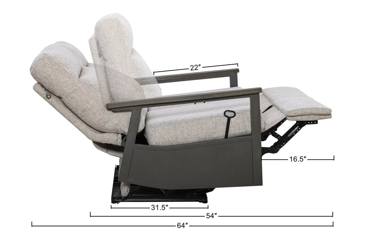 Huntington Outdoor Aluminum Reclining Loveseat — Outdoor Nook USA - size