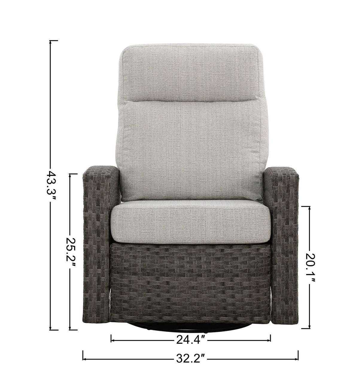 Malibu 5-piece Patio Wicker Modular Sofa Set with Swivel Glider Recliners — Outdoor Nook USA - size
