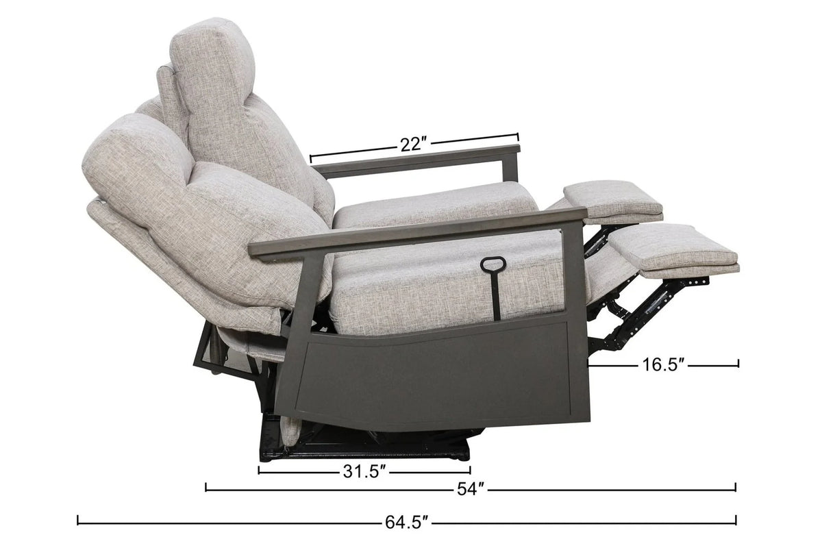 Huntington Three-Seat Outdoor Aluminum Reclining Sofa in Sunbrella® Canvas Canvas — Outdoor Nook USA - size