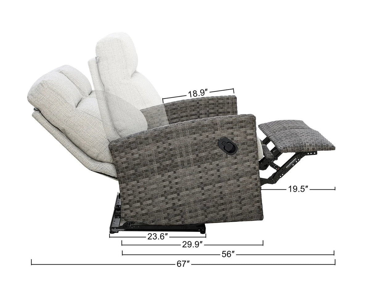 Malibu Outdoor Wicker Reclining 3-Seat Sofa Conversation Set with a pair of Recliners — Outdoor Nook - size