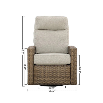 Newport Outdoor Wicker Reclining Loveseat Conversation Set with Recliners in Sunbrella® Spectrum — O - size