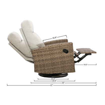 Newport Outdoor Wicker Reclining Console Loveseat Conversation Set with 2 Recliners in Sunbrella — O - size