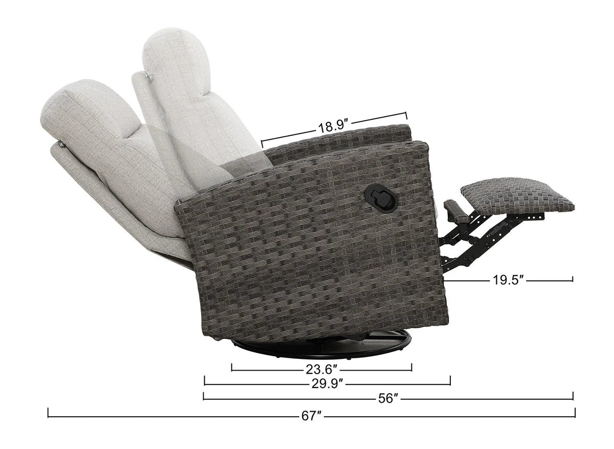 Malibu 4-piece Patio Wicker Modular Loveseat Set with Swivel Glider Recliners — Outdoor Nook USA - size