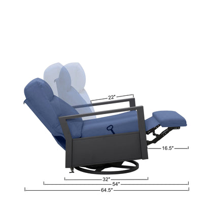 Shoreline 5-Seat Patio Aluminum Reclining Sofa Conversation Set with Pair of Recliners — Outdoor Noo - size